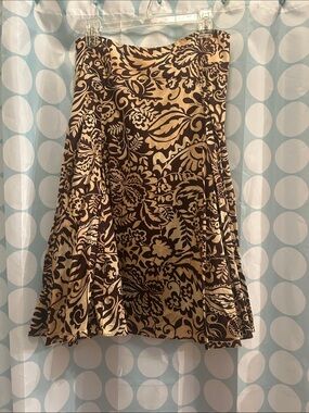 Jones New York Brown and Cream Floral Circle Skirt